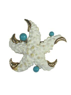 Marcel Boucher Brooch Starfish Signed Numbered Pin Textured Vintage Goldtone